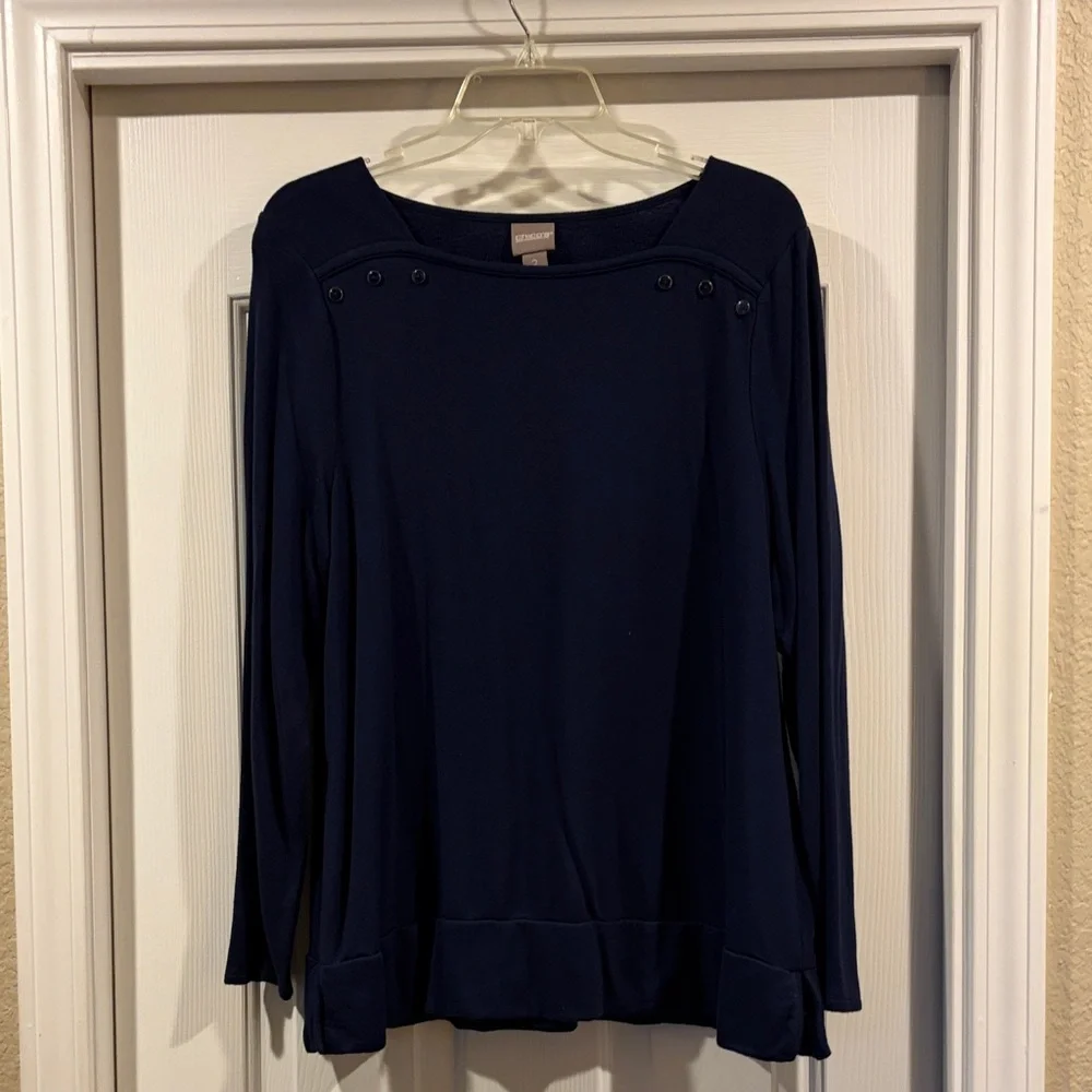 Chico's Dark Blue Long Sleeve Top size 2 L/XL like new - Picture 3 of 6